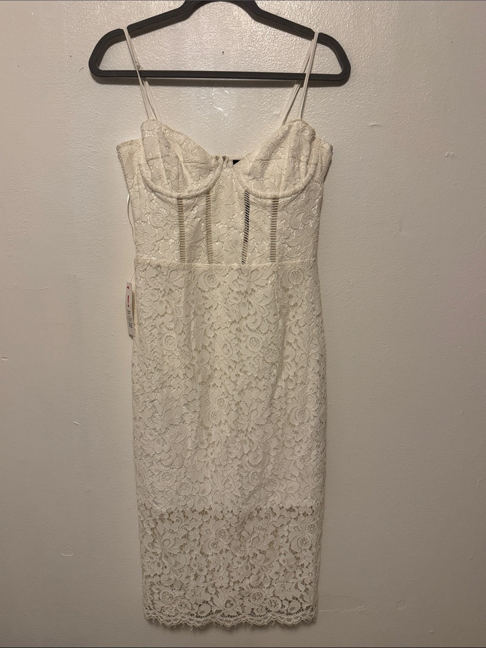 Bardot Ivory Lace Bustier Slip Dress